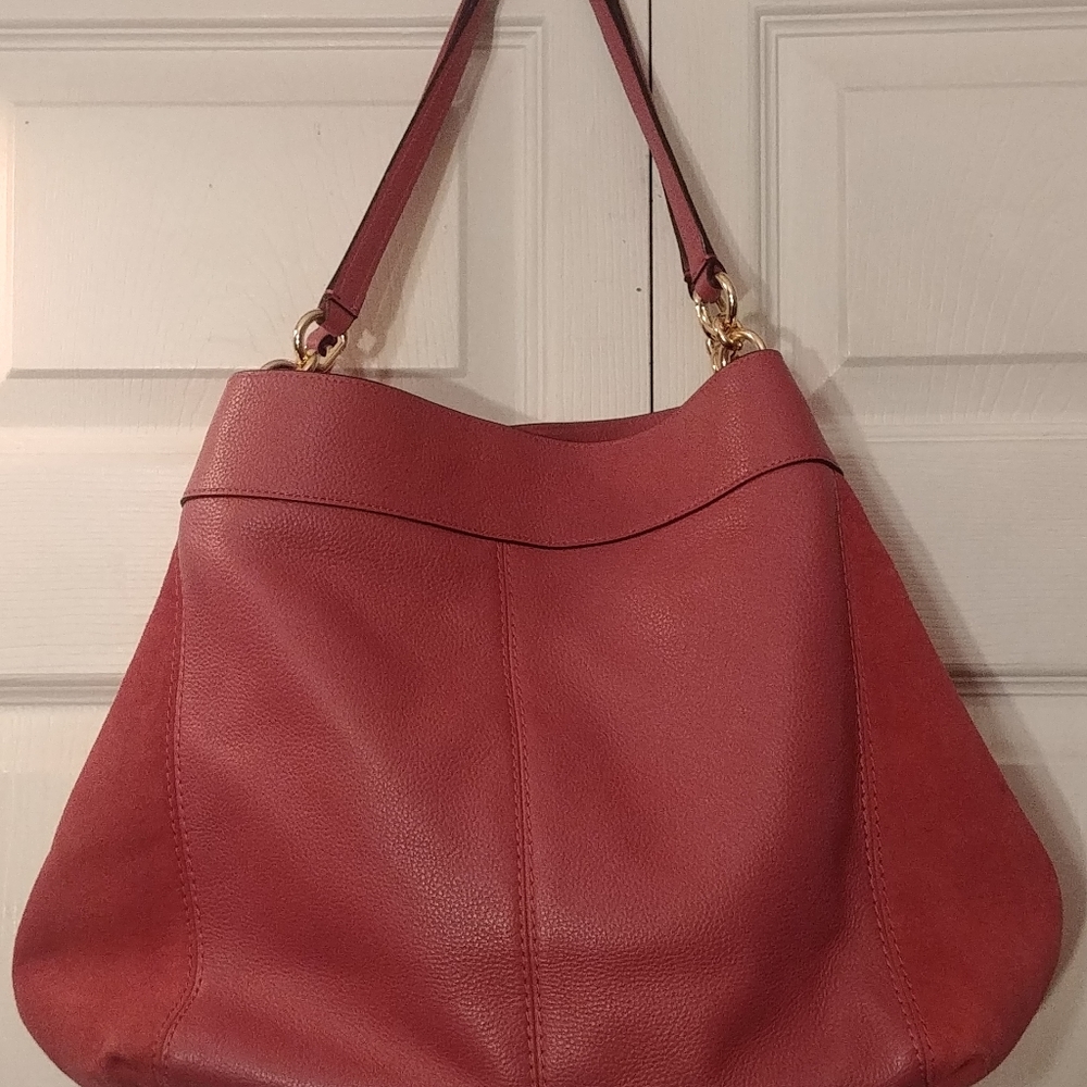 Coach Dalton 31 Leather Large Shoulder Satchel Bag Dust Pink - Picture 2 of 14